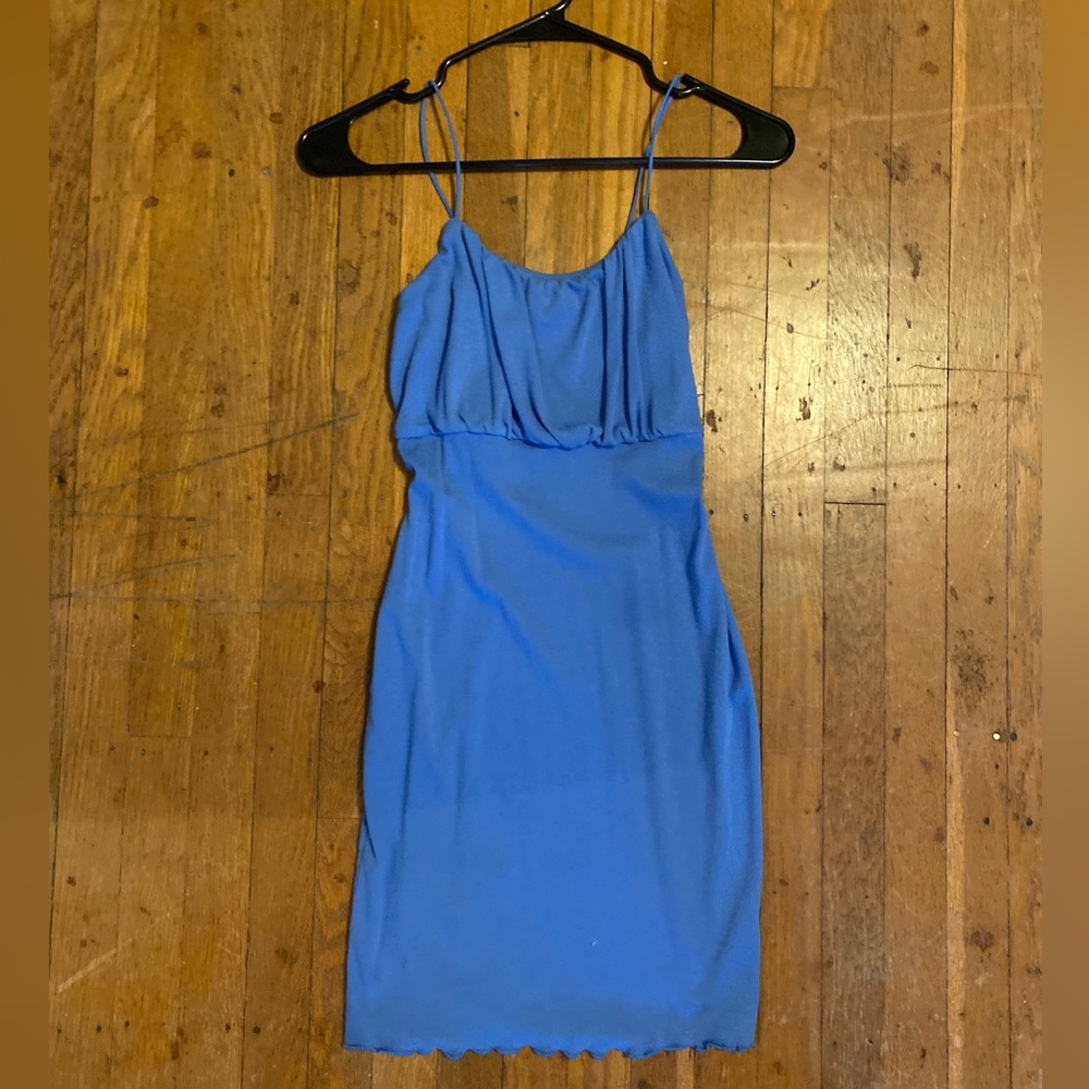 Blue, form fitting mid length dress. Worn once!